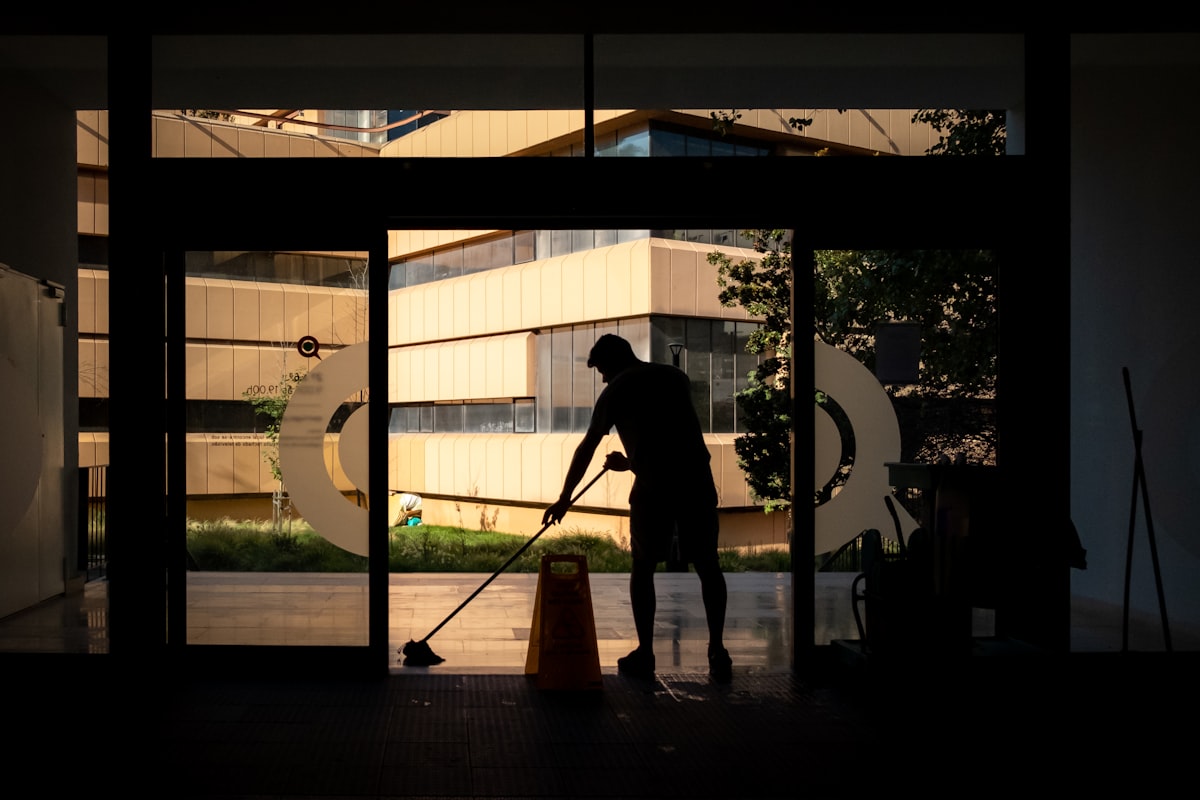 Overnight cleaning at a commercial property